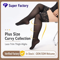 Collants d'hiver grande taille 20D, bas cuissardes en dentelle avec silicone antidérapant, extra larges, pour femmes courbées