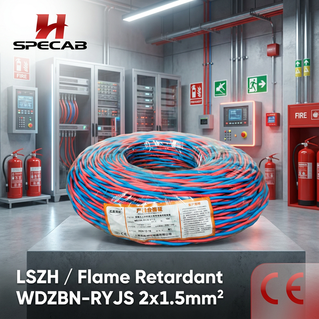 Fire Resistant Fire Alarm Cable 2x1.5mm 16AWG LSZH Twisted Pair Wire WDZN-RYJS IEC 60331 90Mins Circuit Integrity Security Wire