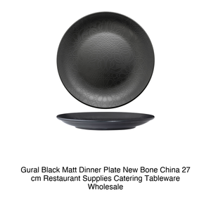 Plato de Cena Negro Mate Gural, Porcelana Nueva, 27 cm, Suministros para Restaurantes, Vajilla para Catering, Venta al por Mayor - Product Image 2
