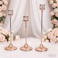 Décoration de mariage : Bougeoir en fer rose doré fait main, style européen, ornement romantique, or transfrontalier