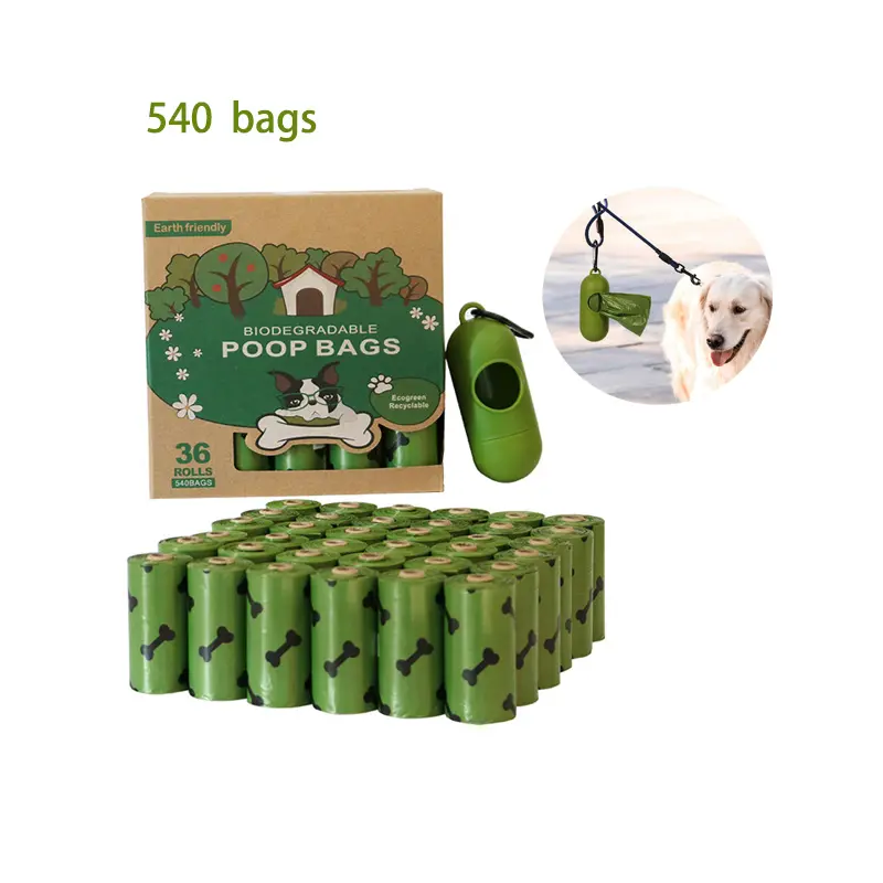 कॉर्नस्टार्च सुगंधित पालतू पालतू अपशिष्ट बैग रोल के साथ रोल 540 डिग्रेडेबल प्लास्टिक बैग बायोडिग्रेडेबल डॉग पूप बैग सुगंधित