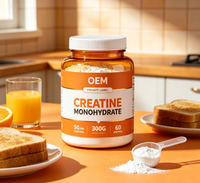 Créatine Monohydrate en Poudre OEM 300g Haute Pureté Supplément Adulte Croissance Musculaire Énergie Endurance Soutien Immunitaire Sans Arôme Facile à Préparer