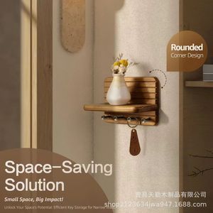 Wooden <b>Wall</b> <b>Shelf</b> Key Rack <b>Wall</b> <b>Mounted</b> Storage Holder For Living Room Entrance - Product Image 1