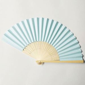 Abanicos Plegables de Papel Estilo Japonés, Color Blanco Crema, Técnicas Pintadas, Bambú Portátil para Decoraciones de Bodas de Verano - Product Image 2