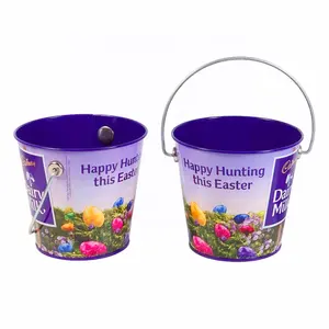 巧克力糖果紫色桶复活节镀锌钢桶花盆迷你桶