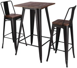 Taburete de <span class=keywords><strong>Bistro</strong></span>, Silla de Mesa de Comedor, Patas de Metal, Asiento de Madera, Mesa de Barra de Desayuno - Product Image 2