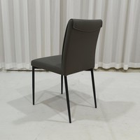 Chaise de salle à manger rembourrée en cuir PU, structure en métal noir