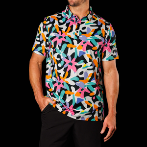 लक्जरी 180 ग्राम पॉलिएस्टर कपड़े गोल्फ पोलो शर्ट त्वरित शुष्क 4 तरह से खिंचाव पतला कस्टम लोगो उच्च गुणवत्ता मुद्रित तकनीक - Product Image 1