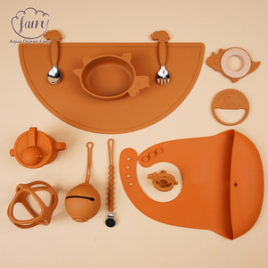 Juego de Alimentación <span class=keywords><strong>para</strong></span> Bebés de Silicona de Grado Alimenticio, 7 Piezas, con Babero, Mantel Individual, Tazón, Tenedor, Cuchara y Vaso Antiderrames, Vajilla Infantil Personalizada - Product Image 5