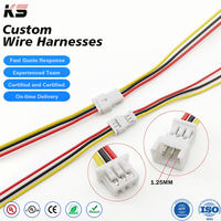Kabel Harness Mikro Kustom dengan Konektor Terminal JST 1.25mm 3-Pin untuk Aplikasi Elektronik Sepeda Motor dan Mobil, Berperingkat IP66