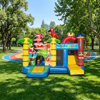 Château gonflable tropical combiné avec toboggan pour enfants, certifié CE, garantie 3 ans, capacité 500 kg