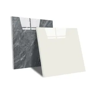 Azulejos totalmente vitrificados para paredes e pisos de banheiro branco e preto puro 600*600 branco brilhante branco