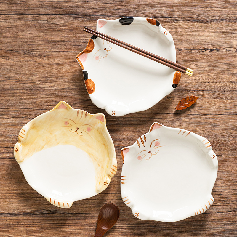 Set di piatti per condimenti in ceramica da 6 pezzi piatto per condimenti per gatti giapponesi piatto per salsa pentola calda aceto di soia Wasabi piatto piccolo fornure da cucina  15