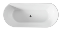 Baignoire autoportante ovale moderne HOTAQI en acrylique noir mat avec drain central, garantie 5 ans pour projets hôteliers personnalisés