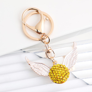 Bling Crystal Winged Snitch Bag Charm, Rhinestone Golden Snitch Alloy Key <strong>Ring</strong>, Fashion Sparkly Purse Decor for Fans - Product Image 4