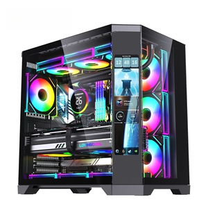 <span class=keywords><strong>Caja</strong></span> de PC para Juegos Panorámica MQ con Pantalla LCD, Soporte para Refrigeración Líquida de 360°, Chasis de Computadora de Escritorio con Vidrio Templado - Product Image 1