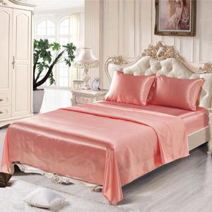 High-quality Satin Pink Solid Color <strong>Bed</strong> Sheets Exquisite <strong>Single</strong> Size Microfiber Polyester <strong>Quilt</strong> Cover Washed Silk Bedding Set - Product Image 2