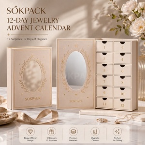 <span class=keywords><strong>Calendrier</strong></span> <span class=keywords><strong>de</strong></span> <span class=keywords><strong>l</strong></span>'<span class=keywords><strong>Avent</strong></span> personnalisé 12 jours en carton rigide écologique pour bijoux, boîte cadeau avec miroir et fermeture magnétique pour colliers et boucles d'oreilles - Product Image 1