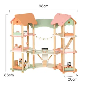Mainan trendi baru 2024 mainan furnitur kecil anak-anak, rumah boneka kayu untuk anak-anak