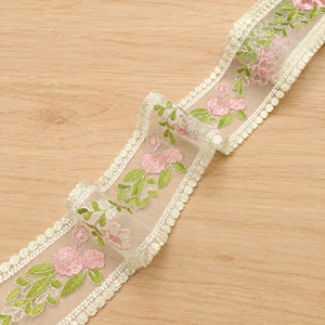 Passamaneria in <span class=keywords><strong>pizzo</strong></span> a rete ricamata con foglie floreali e bordi laterali decorativi per cuciture su abiti cottage, scollo di camicette, polsini e orli - Product Image 4