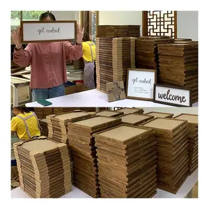 Letrero de madera personalizado para manualidades, cartel con Marco en blanco, decoración rústica para el hogar con letras