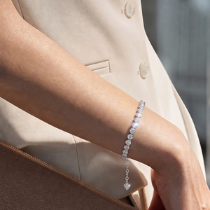 Bracelet tennis en moissanite taille ronde pour femme, bijoux de mariage empilables, couleur D, VVS1, imitation diamant, bracelet en or 14 carats - Product Image 5