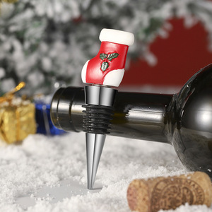 Resin Christmas Stocking Wine Bottle <b>Stopper</b> Red Holiday Decor Party Favor - Product Image 2