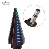 Jeu de forets étagés spirale FEIDA en acier rapide HSS noir de haute qualité, efficaces pour le perçage conique, norme DIN338