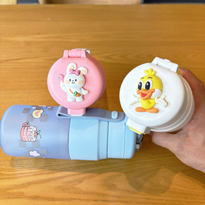Cute Cartoon Straw Water Bottle For Children Portable Plastic Cup Frosted Gradient Sport Bottle With Graduations 1000Ml - Product Image 3