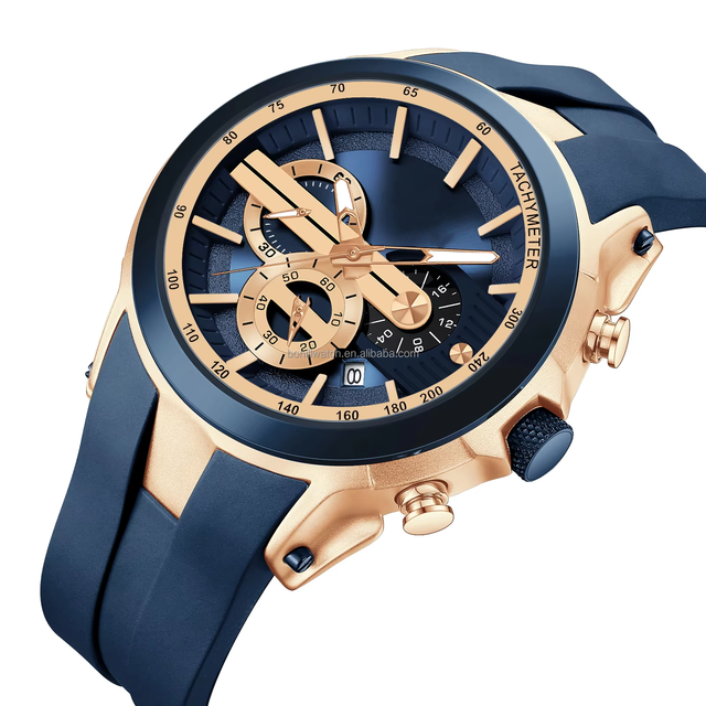BONILL NEW Quartz Alloy Men's Fashion Sport Chronograph Watch with Silver Black Silicone Band China Supplier