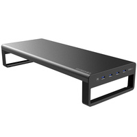 Support de moniteur USB à 8 ports, rehausseur de bureau en aluminium de qualité supérieure, plateforme de base pour écran d'ordinateur, étagère pour bureau