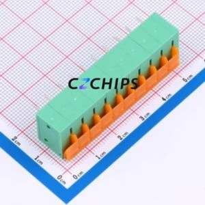 MX142R-5.08-10P-GN01-Cu-A Spring Terminal Block Bent Lead Through Hole,P=5.08mm Connector 1x10P 5.08mm Green Right Angle Insert - Product Image 2