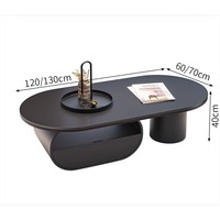 Table basse de style français en acier inoxydable avec plateau en marbre, design moderne pour les petits salons