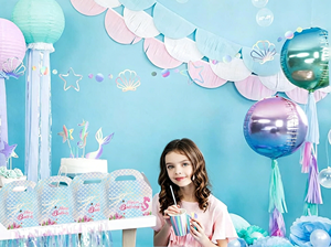 DAMAI Mermaid Party Tableware <b>Set</b> | Fish Scale Decor <b>Plates</b> Napkins Bunting Invitation Cards - Product Image 3
