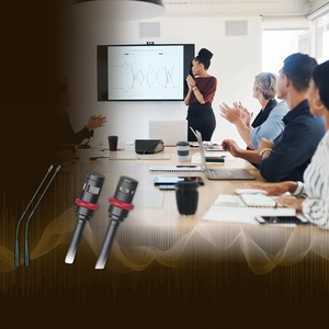 Microphone de bureau filaire cardioïde en métal à col de cygne avec lumières LED pour un son clair lors des conférences et des interviews - Product Image 5