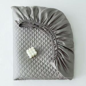 Lenzuolo con Angoli Elasticizzato Grigio Tinta Unita per Letto Matrimoniale, Tutte le Stagioni - Product Image 1