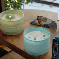 Bestseller Moderne Handgefertigte Votivkerze aus Sojawachs mit Buntglas und Kristallstein für Diwali & Weihnachtsgeschenk