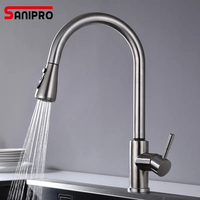 Robinet de cuisine SANIPRO à commande tactile intelligente, chaud et froid, 2 modes, mitigeur, bec pivotant, bec extractible, SUS304