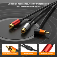 I-zclive Répartiteur RCA en Y à 90 degrés, design fin de 20 cm, coque en aluminium plaqué or, pour haut-parleur et subwoofer audio stéréo