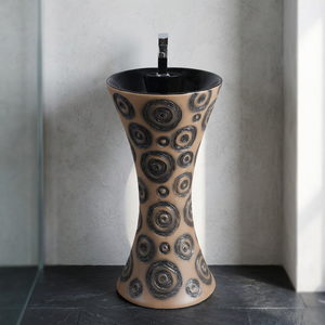 Lavabo design moderne sur pied pour maison et hôtel, noir gris gaufré - Product Image 4