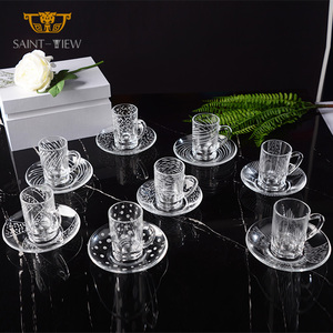 Set di sottobicchieri per tazze da tè e caffè in cristallo da portata arabo da 6 pezzi bicchieri da cucina turchi intagliati a mano - Product Image 2