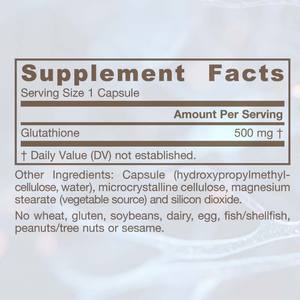 Reduziertes Glutathion <span class=keywords><strong>500</strong></span> <span class=keywords><strong>mg</strong></span> 120 vegetarische Kapseln Private Label Hautaufhellung Nahrungsergänzungsmittel - Product Image 3