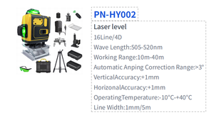 <span class=keywords><strong>Niveau</strong></span> <span class=keywords><strong>laser</strong></span> <span class=keywords><strong>vert</strong></span> industriel avec batterie au lithium rechargeable, 16 lignes 4D, auto-nivelant, trépied 1m, écran tactile, DIY - Product Image 6