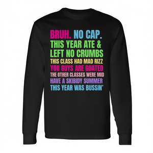 T-shirt unisex a maniche lunghe con girocollo e stampa digitale, magliette per il ritorno a scuola e per la laurea - Product Image 3