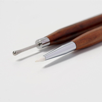 Stylo à double embout pour nail art, manche en bois, stylo à points pour ongles, tête en métal, pinceau de sculpture pour ongles en acrylique, design floral