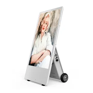4k Lcd Media Player Display Advertising Digital Signage Mobile Kiosk On Wheels