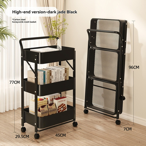 <span class=keywords><strong>Chariot</strong></span> de rangement pliable en métal léger pour fournitures de bureau et organisation domestique dans les petits espaces - Product Image 2