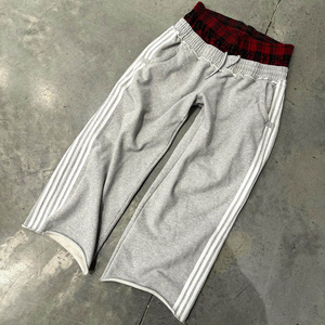 <span class=keywords><strong>Pantaloni</strong></span> Sportivi Casual da <span class=keywords><strong>Uomo</strong></span> Personalizzati in French Terry a Righe, Modello Svasato e Ampio, con Doppia <span class=keywords><strong>Vita</strong></span> Alta, Stile Hip Hop, Ricamati e Vestibilità Larga - Product Image 3