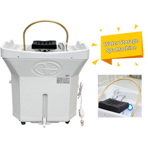 Lit de massage et bac à shampoing 2-en-1 portable de luxe en acier inoxydable et cuir synthétique, avec prise électrique, pour salon de coiffure et spa - Product Image 1