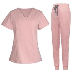 Ensemble de deux pièces de blouses d'isolement à manches courtes avec logo personnalisé haut de gamme pour infirmières, personnel vétérinaire et personnel hospitalier - Product Image 2